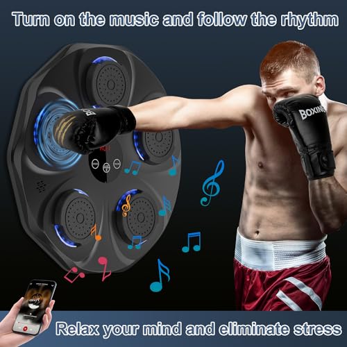Himove Music Boxing Machine with Boxing Gloves,Smart Bluetooth Boxing Machine Wall Mounted,Music Boxing Machine for Adults and Kids,Home Workout Boxing Target Machine