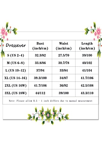 Dressever Summer Cocktail Dress V-Neck Adjustable Spaghetti Strap Chiffon Sundress White L