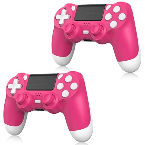 Wuthur PS4 Controller Wireless 2 Pack, Compatible with PS4/Pro/Slim Consoles & PC Windows, Pink