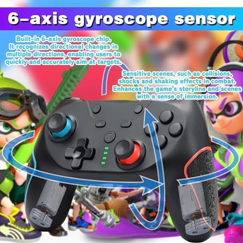 Switch Controller, Wireless Switch Pro Controllers for Switch/Switch Lite/Switch OLED, Switch Remote Gamepad with Joystick,with Wake-up, Turbo and Gyro axis, Programmable Wireless Switch Controller