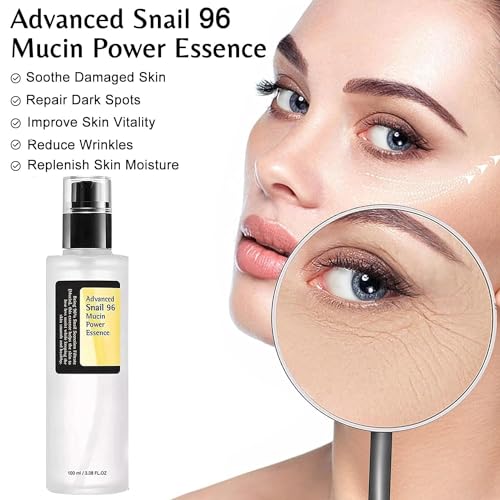 Advanced Snail Mucin 96% Power Repairing Essence, Snail Mucin Serum,With Snail Secretion Filtrate,for Dull Skin & Fine Lines (1pcs100ml/)