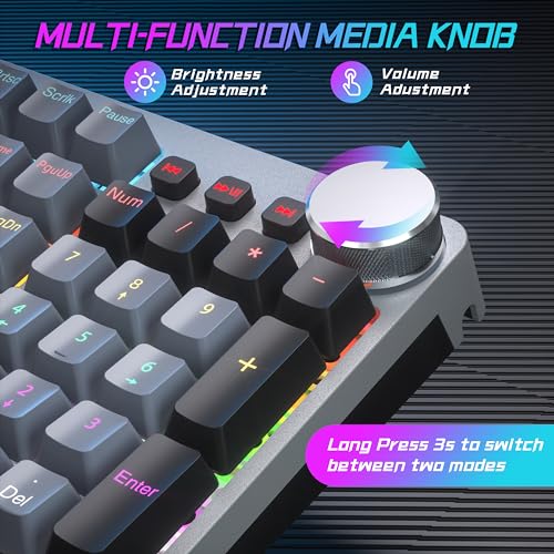 Mechanical Gaming Keyboard, RGB Backlit 104 Keys Full Size Keyboard with Multimedia Knob, Double Shot Keycaps, Full Anti-Ghosting, Blue Switch Wired Computer Keyboard for Windows PC Mac Xbox Gamer