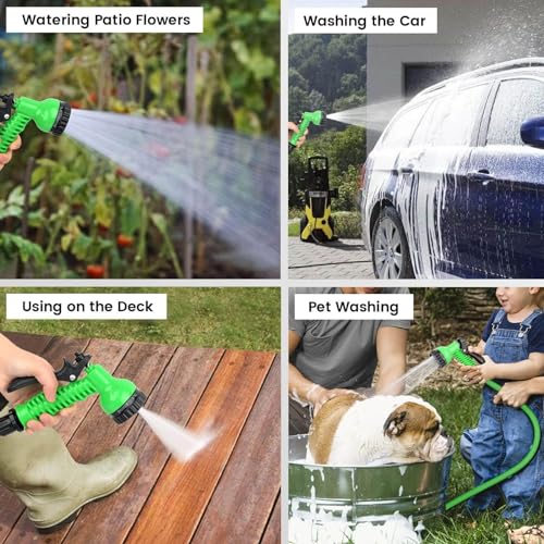Expandable Garden Hose Water Pipe - 50FT Upgraded Expandable Water Hose with 7 Pattern Spray Nozzle, Retractable Latex Core Flexible Expanding Hose