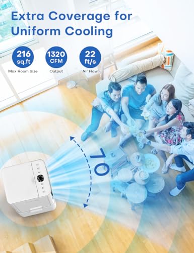 COOLECH Portable Air Conditioners w/Remote, 4 Modes & 3 Speeds, Waterless Alert System & 2.4-Gal Tank for 20H Cooling, 12H Timer for Auto Off, 3-IN-1 Evaporative Air Cooler for Room Bedroom Office