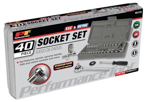 40-Piece Performance Tool Socket Set, 1/4" & 3/8" Drive