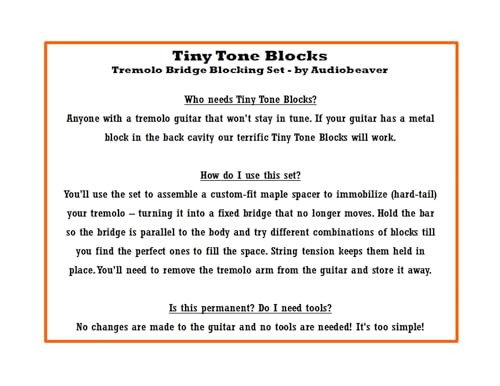 Tiny Tone Blocks - Floyd Rose Blocking Kit - Floyd Rose Tremolo or Strat Trem Blocker - How To Block a Bridge - Fix Tuning Problems - Tremolo Bridge Blocker - Floyd Rose Blocker - Trem Blocker