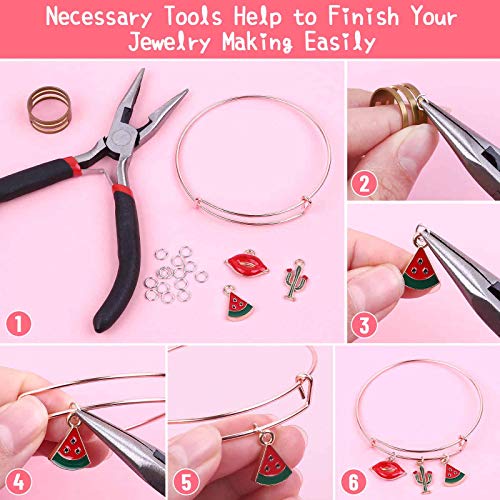 300Pcs Bangle Bracelets Making Kit with Charms & Pliers