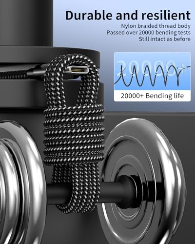 Plnhixt USB C to USB C Cable, (5Pack 6FT), New Nylon USB C Charger Cable 60W(3A) for iPhone 15/15 Pro/15 Plus/15 Pro Max, iPad Mini 6/ Pro 2021, MacBook Pro 2020, Samsung Galaxy S23,Switch