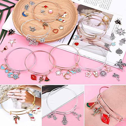 300Pcs Bangle Bracelets Making Kit with Charms & Pliers