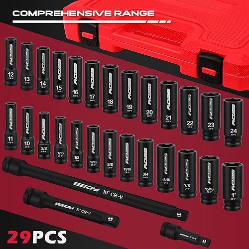 29-Piece Impact Socket Set with Extension Bars