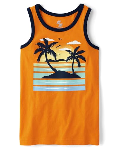 The Children's Place Boys' Sleeveless Tank Top Shirt, Dragon Fire Palms
