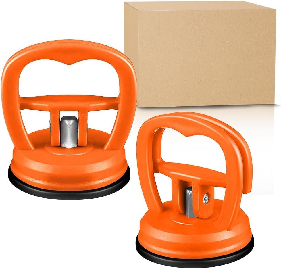 ALASMOYER Car Dent Puller, 2PCS Car Dent Remover Tools for Car Dent Repair, Glass, Screen, Tiles & Objects Moving, Orange