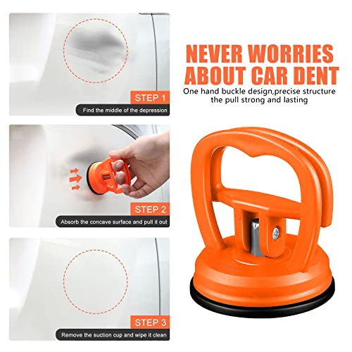 ALASMOYER Car Dent Puller, 2PCS Car Dent Remover Tools for Car Dent Repair, Glass, Screen, Tiles & Objects Moving, Orange