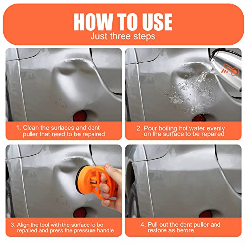ALASMOYER Car Dent Puller, 2PCS Car Dent Remover Tools for Car Dent Repair, Glass, Screen, Tiles & Objects Moving, Orange