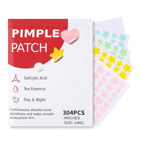sundpik Pimple Patches for Face 304pcs,Hydrocolloid Acne Patches Star,Zit Patches,Pimple Popper Tool Kit,Facial Skin Care Products Containing Salicylic Acid,Tea Tree Oil and Calendula Oil(304)