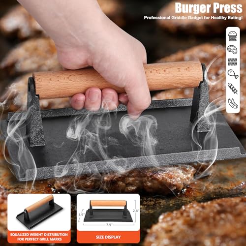 RINPIR 42pcs Griddle Accessories Kit for Blackstone, Flat Top Teppanyaki Spatula Set with Enlarged Spatulas, Melting Dome and Burger Press, Professional Hibachi Tools Gifts for Outdoor BBQ