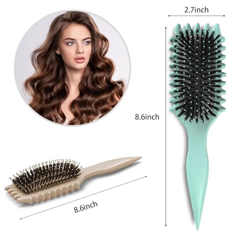 Curly Hair Brush,Defining Curl Brush with Prongs,Reduce Hair Pulling And Curl Separation,Detangling,Shaping and Defining Curls,Hair Styling Tools for Women and Men (Green)