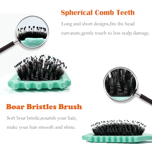 Curly Hair Brush,Defining Curl Brush with Prongs,Reduce Hair Pulling And Curl Separation,Detangling,Shaping and Defining Curls,Hair Styling Tools for Women and Men (Green)