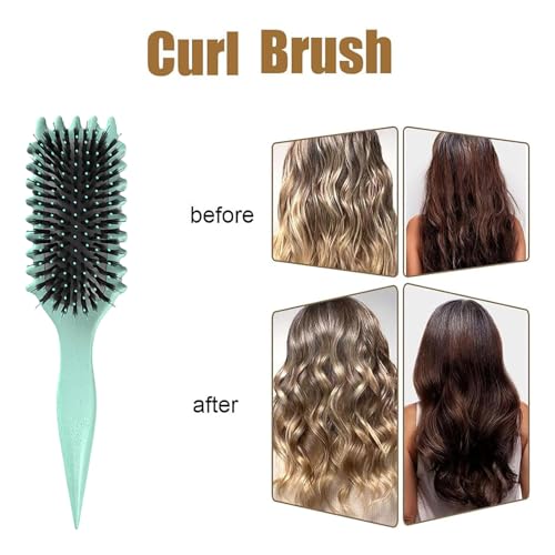 Curly Hair Brush,Defining Curl Brush with Prongs,Reduce Hair Pulling And Curl Separation,Detangling,Shaping and Defining Curls,Hair Styling Tools for Women and Men (Green)