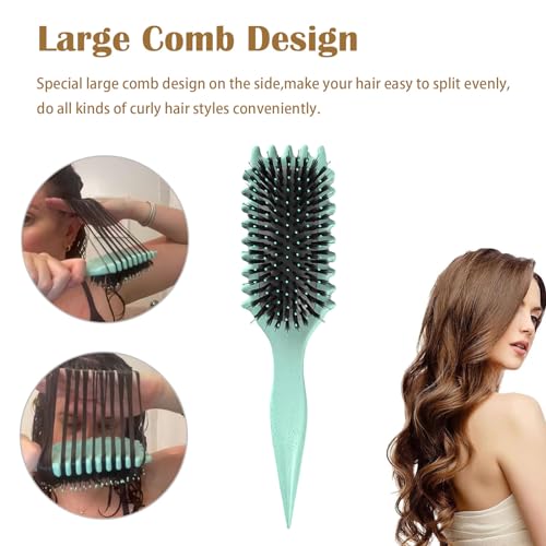 Curly Hair Brush,Defining Curl Brush with Prongs,Reduce Hair Pulling And Curl Separation,Detangling,Shaping and Defining Curls,Hair Styling Tools for Women and Men (Green)