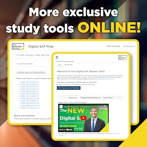 Princeton Review Digital SAT Premium Prep, 2025: 5 Full-Length Practice Tests (2 in Book + 3 Adaptive Tests Online) + Online Flashcards + Review & Tools (2025) (College Test Preparation)