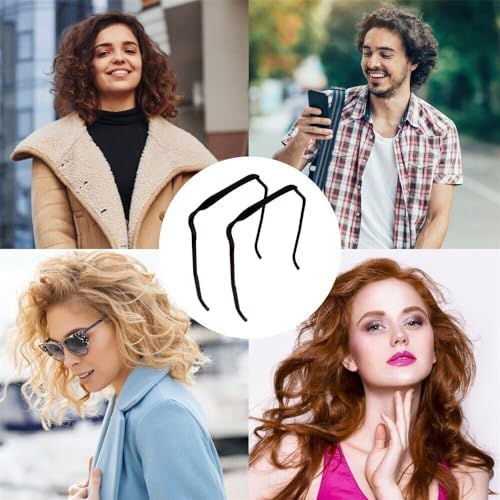 INCHOR 2pcs Sunglasses Headband for Women, Invisible Hoop Hairband, Square Hair Headband Fits Like Sunglasses, Hairstyle Fixing Tool, Suitable For Curly And Thick Hair With Square Headband (Black)