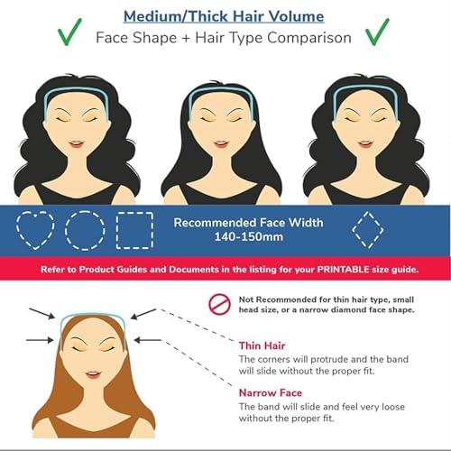 INCHOR 2pcs Sunglasses Headband for Women, Invisible Hoop Hairband, Square Hair Headband Fits Like Sunglasses, Hairstyle Fixing Tool, Suitable For Curly And Thick Hair With Square Headband (Black)