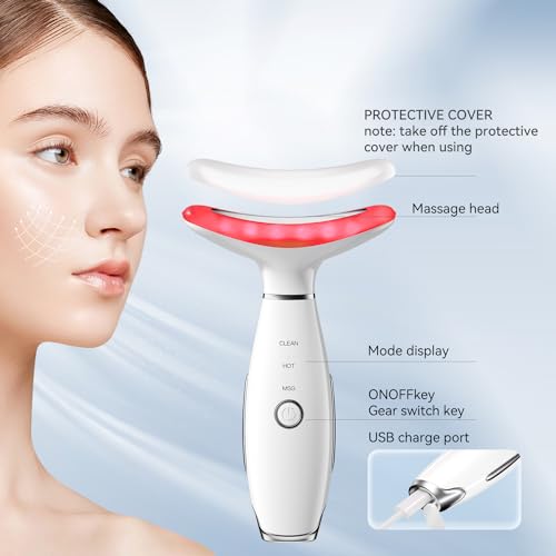 YUNRUO Neck Face Massager, 3-in-1 Portable Facial Massager, Face Sculpting Tool, at-Home Face Device for Skin Care(White)