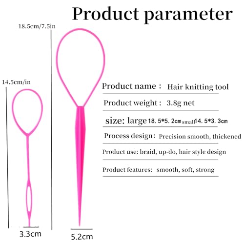 Aigee 6pcs Topsy Tail Hair Tool Set,Hair Loop Styling Tool Hair Pull Through Tools are in large and small sizes,3 colors (pink, blue, purple)-Ponytail Maker French Braid Loop for women,girls hair