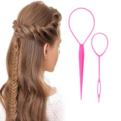 Aigee 6pcs Topsy Tail Hair Tool Set,Hair Loop Styling Tool Hair Pull Through Tools are in large and small sizes,3 colors (pink, blue, purple)-Ponytail Maker French Braid Loop for women,girls hair