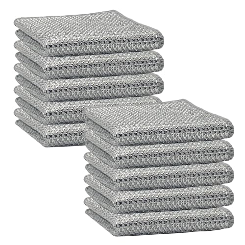 Non Scratch Wire Dishcloth Wet and Dry Dishwashing Rag Scrub Scratch Sponges Kitchen Dish TowelsTableware Scrubber Bathroom Doors and Windows Cleaning Cloths Travel Household Cleaning Supplies Tools
