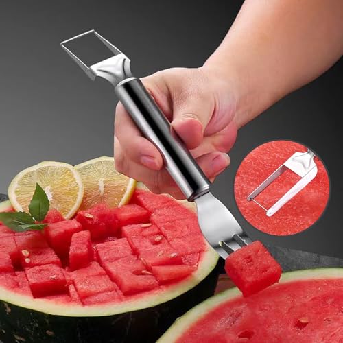 2PCS 2-in-1 Stainless Steel Fruit Cutter Watermelon Cutter,2024 Newest Watermelon Slicer Watermelon Cutter Melon Cutter Tool,Watermelon Cutting tool Stainless Steel Fruit Cutter for Kitchen (2pc)