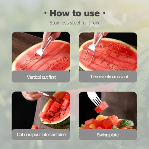 2PCS 2-in-1 Stainless Steel Fruit Cutter Watermelon Cutter,2024 Newest Watermelon Slicer Watermelon Cutter Melon Cutter Tool,Watermelon Cutting tool Stainless Steel Fruit Cutter for Kitchen (2pc)