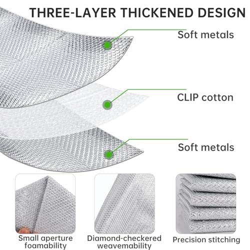 Non Scratch Wire Dishcloth Wet and Dry Dishwashing Rag Scrub Scratch Sponges Kitchen Dish TowelsTableware Scrubber Bathroom Doors and Windows Cleaning Cloths Travel Household Cleaning Supplies Tools