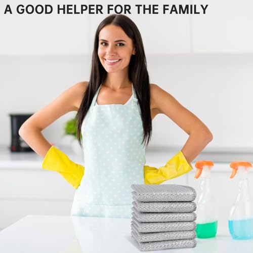 Non Scratch Wire Dishcloth Wet and Dry Dishwashing Rag Scrub Scratch Sponges Kitchen Dish TowelsTableware Scrubber Bathroom Doors and Windows Cleaning Cloths Travel Household Cleaning Supplies Tools