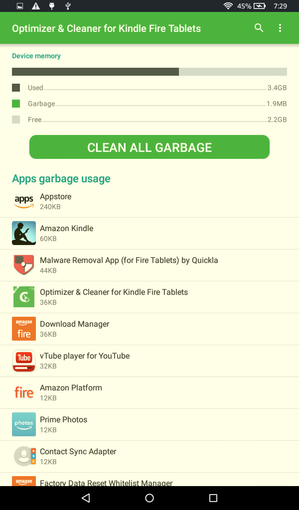 Optimizer & Trash Cleaner Tool for Kindle Fire Tablets