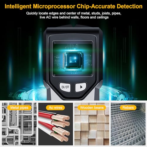 Stud Finder Wall Scanner - 5 in 1 Stud Finder Tool with Intelligent Microprocessor Chip and HD LCD Display, Stud Detector Beam Finders for the Center and Edge of Wood AC Wire Metal Studs Joist Pipe