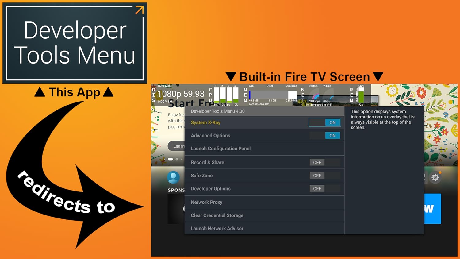Developer Tools Menu - Loader shortcut for Fire TV