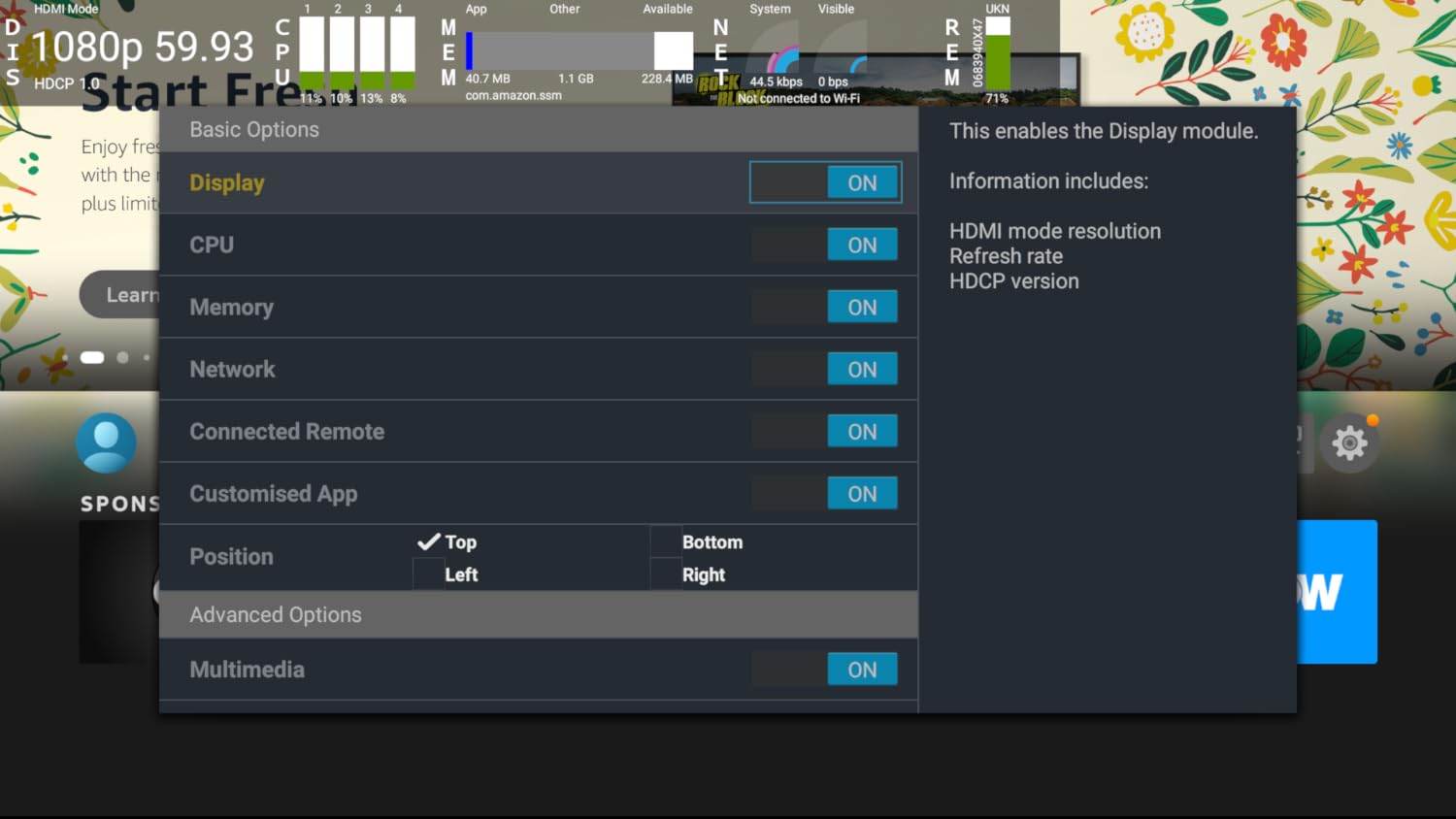 Developer Tools Menu - Loader shortcut for Fire TV