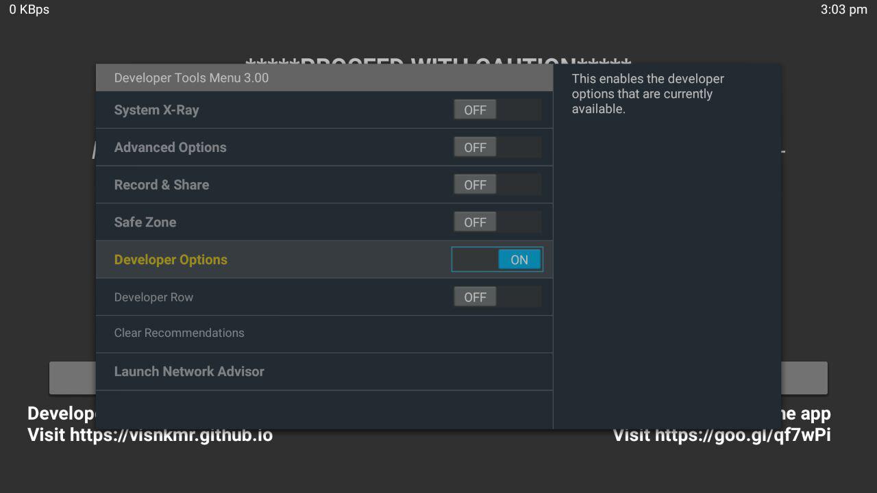 Developer Tools Menu Shortcut for Fire TV