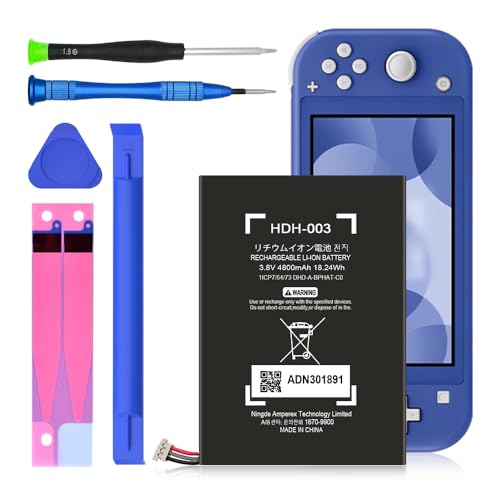 2024 Upgraded HDH-003 Battery, high capacity 4800mAh 0 Cycle Replacement Battery, Compatible with Nintendo Switch Lite Game Console HDH-001 HDH-003 with Repair Tool Kit
