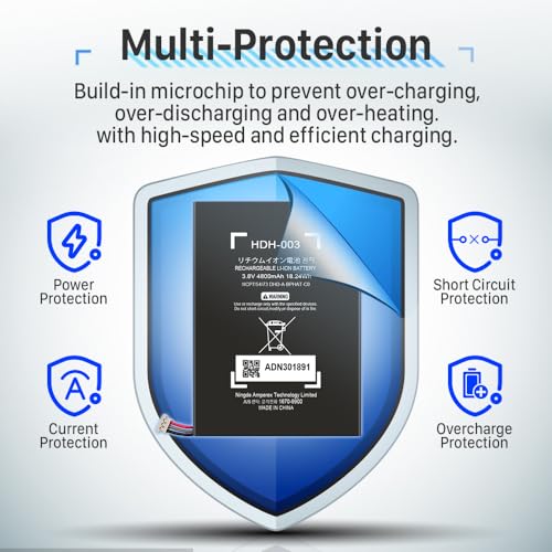 2024 Upgraded HDH-003 Battery, high capacity 4800mAh 0 Cycle Replacement Battery, Compatible with Nintendo Switch Lite Game Console HDH-001 HDH-003 with Repair Tool Kit