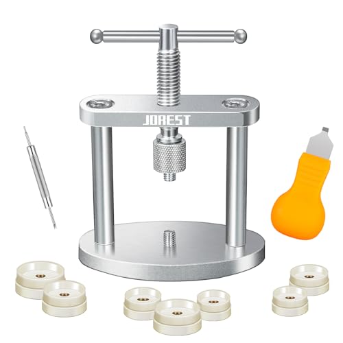 JOREST Watch Press Tool Set, Back Case Closer for Closing the Cover, Watch Battery Replacement, Watch Opener Remover, Repair Kit for Watches with A Pry Opening, Only for Round Dials