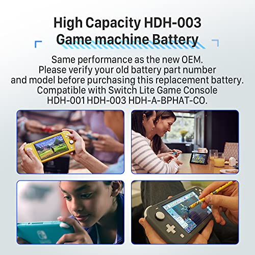 2024 Upgraded HDH-003 Battery, high capacity 4800mAh 0 Cycle Replacement Battery, Compatible with Nintendo Switch Lite Game Console HDH-001 HDH-003 with Repair Tool Kit