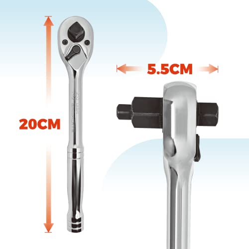 3-IN-1 Ratchet Handle Set, 72-Tooth, Full Chrome