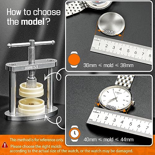 JOREST Watch Press Tool Set, Back Case Closer for Closing the Cover, Watch Battery Replacement, Watch Opener Remover, Repair Kit for Watches with A Pry Opening, Only for Round Dials