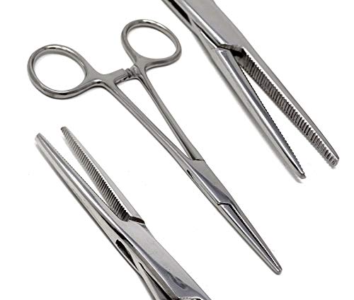 Pet Grooming Hemostat Locking Forceps Pliers, 5.5", Straight