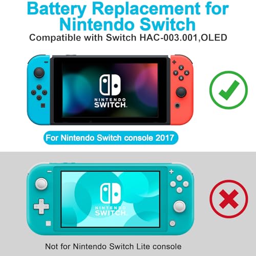 Cuzieey Battery Replacement for Nintendo Switch - Upgrade HAC 003 Battery Pack Compatible for Nintendo Switch 2017 Game Console HAC 001-4310mAh Battery for Switch OLED with Installation Tools Kit