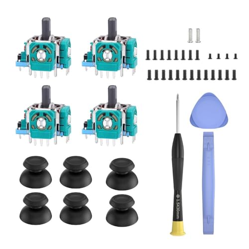 4PCS PS5 Analog Stick Replacement for Sony Playstation 5 Controller, Joystick Repair Kit, Fix Drift & Enhance Grip with 3D Analog Joysticks, Thumbstick Caps, Tools & Screws