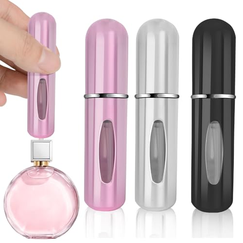 iDeep Refillable Perfume Atomizer Bottle, 3Pcs Portable 5ml Mini Refillable Perfume Spray Scent Pump Case Perfume Dispenser Pump Transfer Tool for Travel
